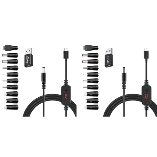 Verilux® USB C to DC Cable with 8 Connectors 5V-20V Adjustable Power Design with Switch Button 3.3Ft Converter Charging for Notebooks Portable Monitors Stationary Routers 2PCS Verilux® USB C to DC Cable with 8 Connectors 5V-20V Adjustable Power Design with Switch Button 3.3Ft Converter Charging for Notebooks Portable Monitors Stationary Routers 2PCS